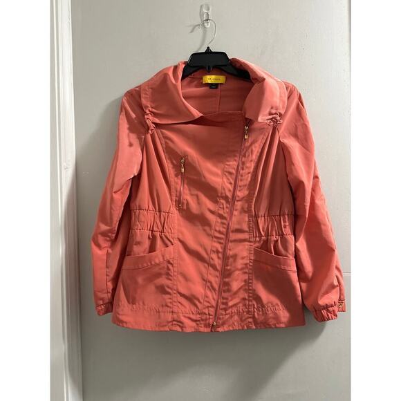 ST JOHN  yellow label pink jacket blazer career wear‎ wind breaker size Medium - Picture 1 of 9